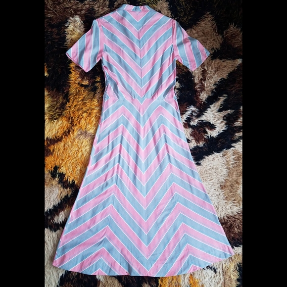 1940s 40s Betty Barklay Chevron Dress S/M - Picture 2 of 10